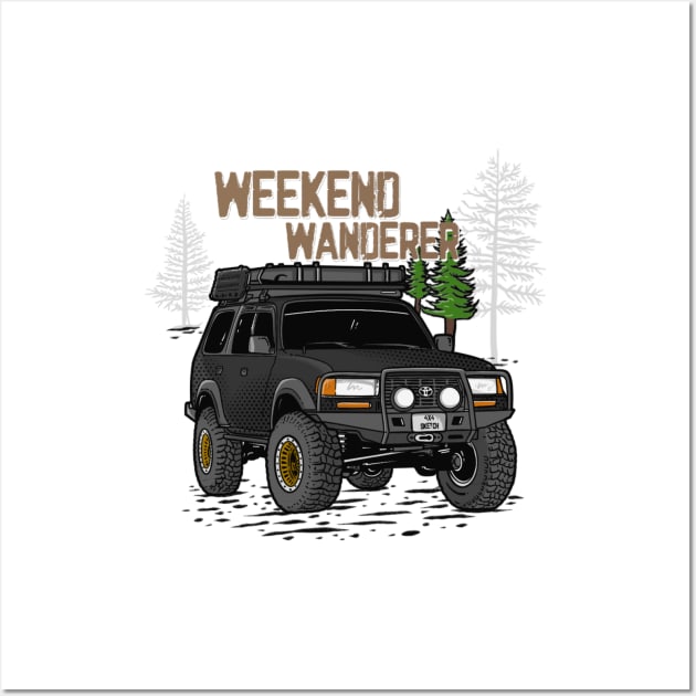 Toyota Land Cruiser Weekend Wanderer - Black Toyota Land Cruiser for Outdoor Enthusiasts Wall Art by 4x4 Sketch